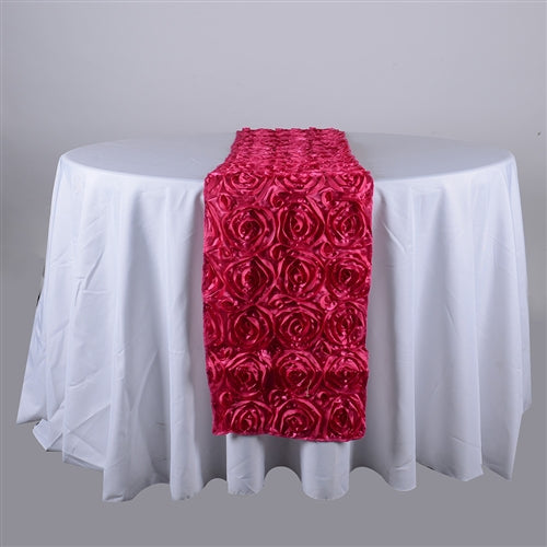 FUCHSIA 14 Inch x 108 Inch ROSETTE Table Runner
