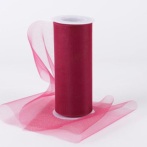 BURGUNDY 6 Inch Tulle Roll 25 Yards