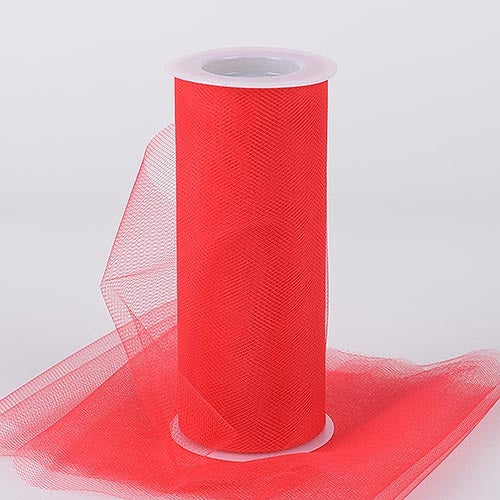 RED 6 Inch Tulle Roll 25 Yards