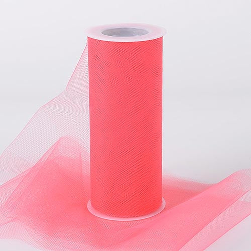 CORAL 6 Inch Tulle Roll 25 Yards