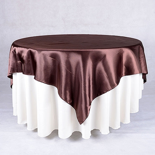CHOCOLATE BROWN 72 x 72 Inch SQUARE SATIN Overlays