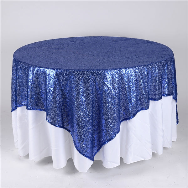 NAVY Blue 72 Inch x 72 Inch SQUARE Duchess SEQUIN Overlay