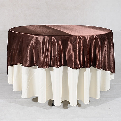 CHOCOLATE BROWN 90 Inch ROUND SATIN Tablecloths