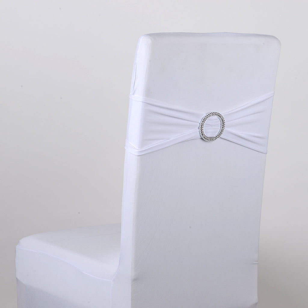 White Spandex Chair Sash w. Buckle 5 pieces