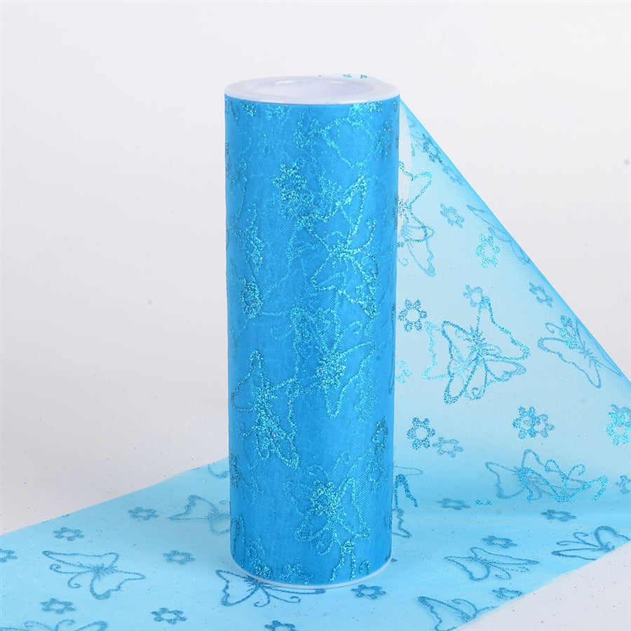 Glitter Butterfly ORGANZA Roll TURQUOISE