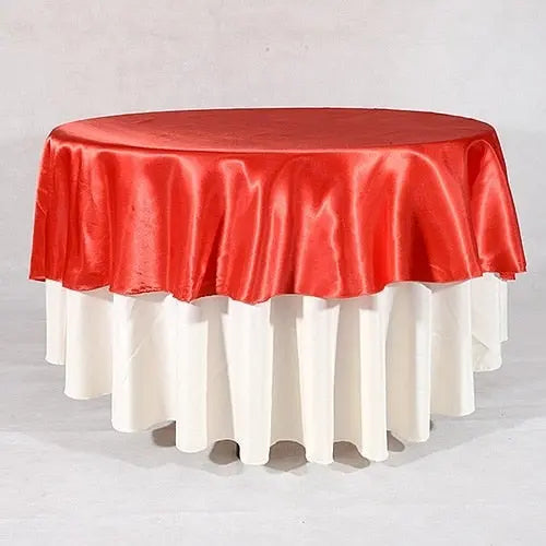 RED 108 Inch ROUND SATIN TABLECLOTHS