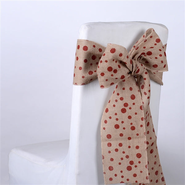 RED Dots Burlap Chair Sash ( Pack of 5 )