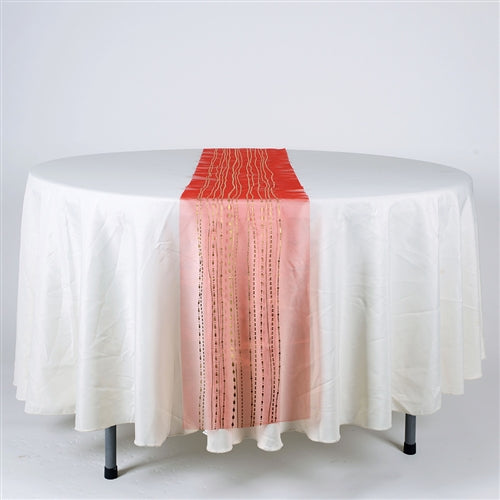 RED with GOLD Metallic ORGANZA Table Runner - XB34212