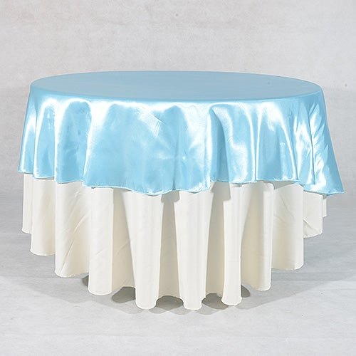 Light Blue 108 Inch ROUND SATIN TABLECLOTHS