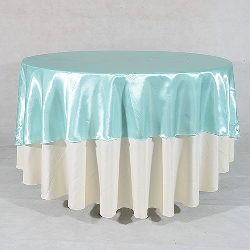 Aqua Blue 108 Inch ROUND SATIN TABLECLOTHS