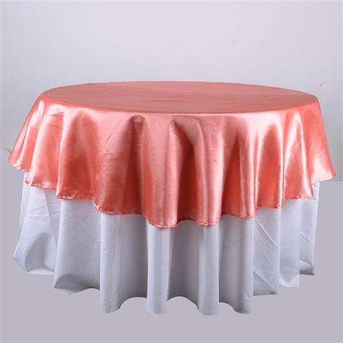 CORAL 108 Inch ROUND SATIN TABLECLOTHS