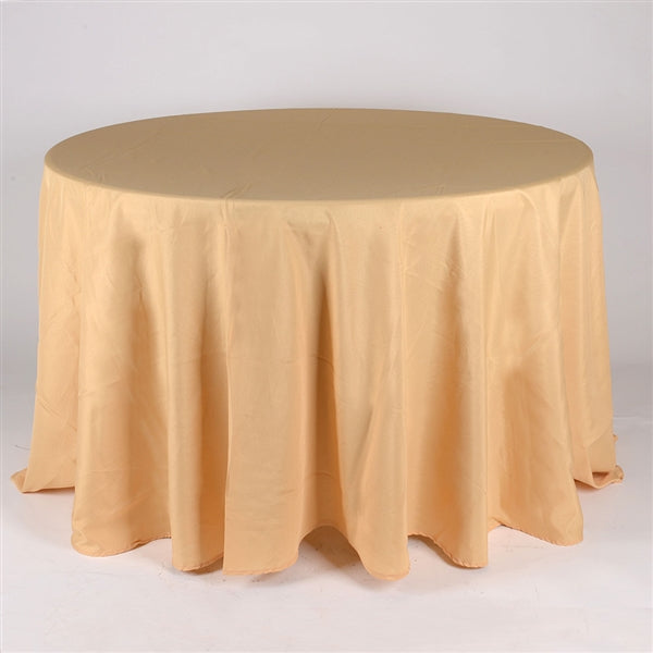 GOLD 108 Inch POLYESTER ROUND TABLECLOTHS