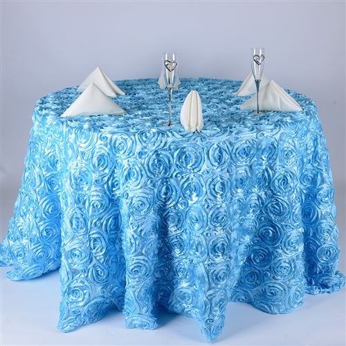 Light Blue 120 Inch ROSETTE ROUND Tablecloths