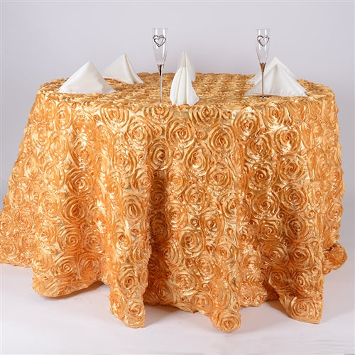 GOLD 120 Inch ROSETTE ROUND Tablecloths