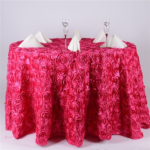 FUCHSIA 120 Inch ROSETTE ROUND Tablecloths