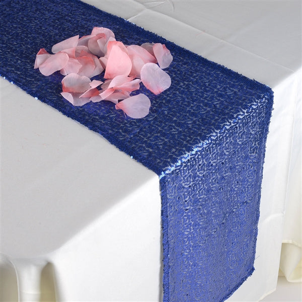 NAVY Blue Duchess SEQUIN Table Runner