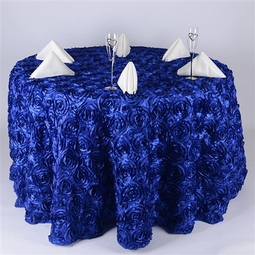 ROYAL BLUE 132 Inch ROSETTE ROUND Tablecloths