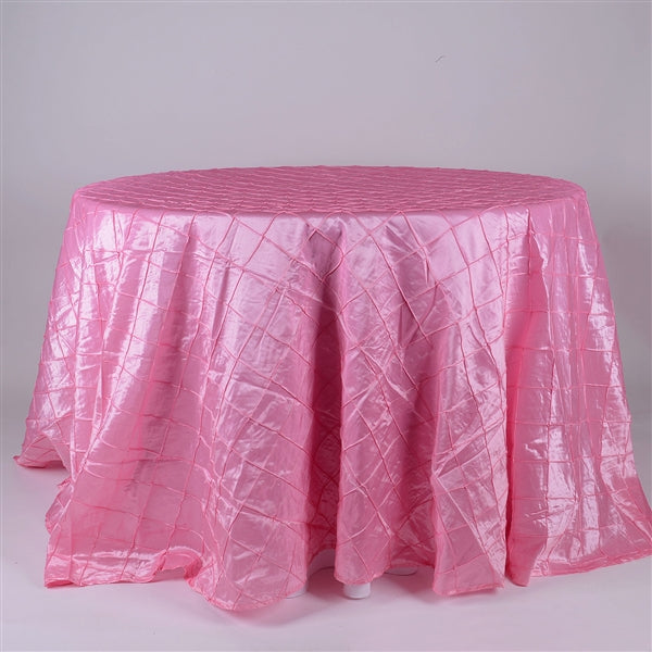 Pink 132 inch ROUND PINTUCK Tablecloth