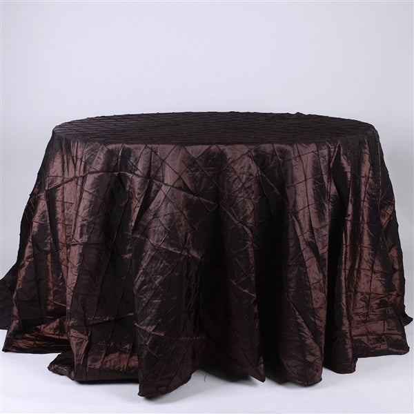 CHOCOLATE BROWN 132 inch ROUND PINTUCK Tablecloth