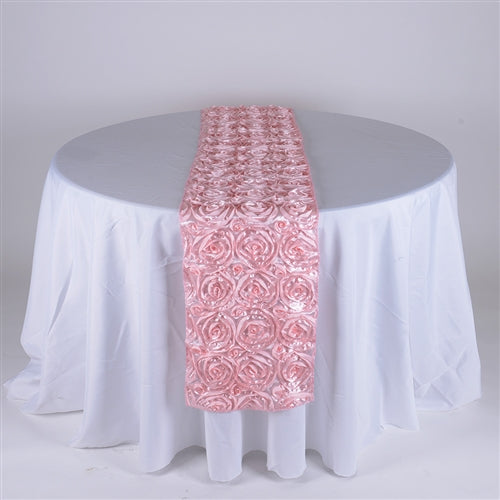 Pink 14 Inch x 108 Inch ROSETTE Table Runner