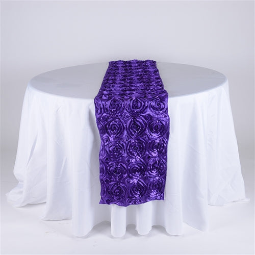 PURPLE 14 Inch x 108 Inch ROSETTE Table Runner
