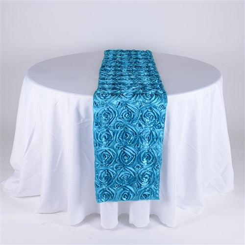 TURQUOISE 14 Inch x 108 Inch ROSETTE Table Runner