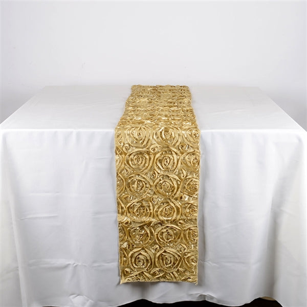 Champagne 14 Inch x 108 Inch ROSETTE Table Runner