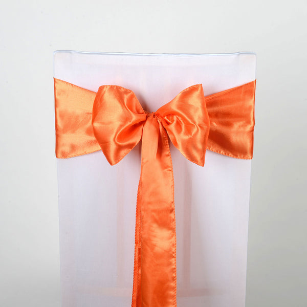 Orange Satin Chair Sash 10 Pieces