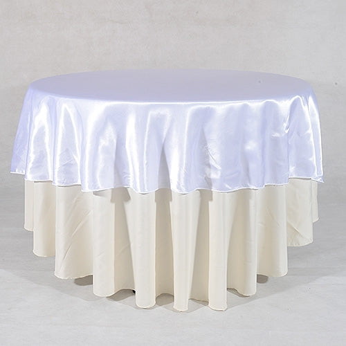 WHITE 70 Inch ROUND SATIN Tablecloths