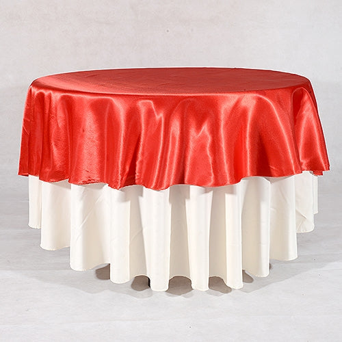 RED 70 Inch ROUND SATIN Tablecloths