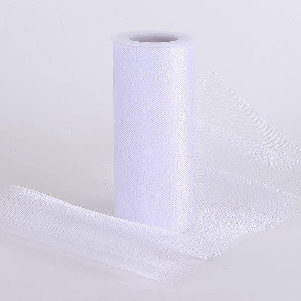 WHITE 6 Inch Tulle Roll 25 Yards