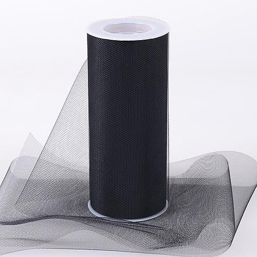 BLACK 6 Inch Tulle Roll 25 Yards