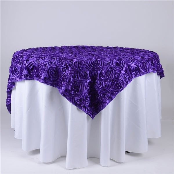 PURPLE 72 Inch x 72 Inch ROSETTE SQUARE Overlay