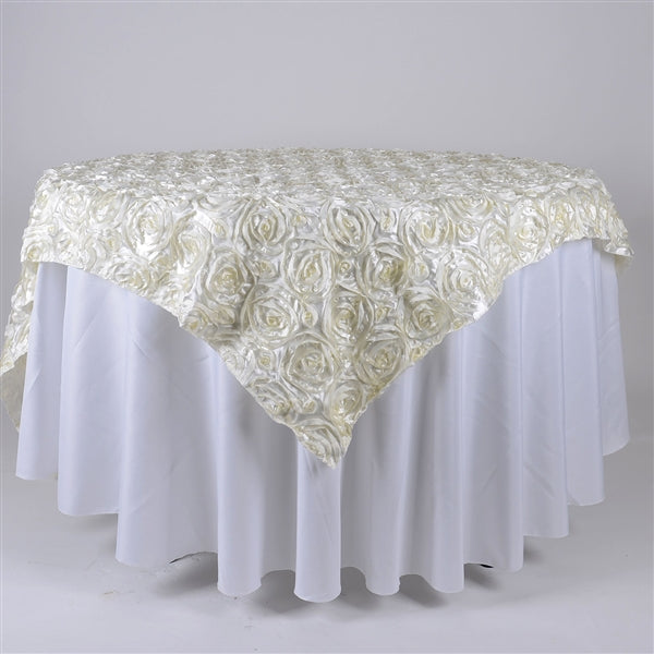 IVORY 85 Inch x 85 Inch ROSETTE SQUARE Overlay