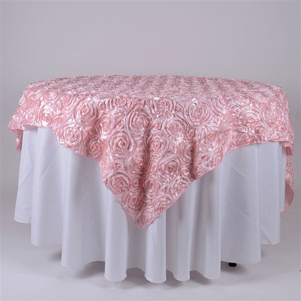 Pink 85 Inch x 85 Inch ROSETTE SQUARE Overlay
