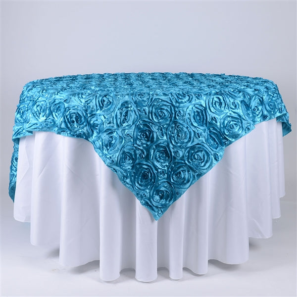 TURQUOISE 85 Inch x 85 Inch ROSETTE SQUARE Overlay