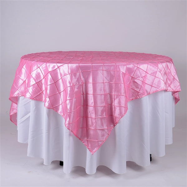 Pink 85 inch x 85 inch Pintuck Satin Overlay – Your Wedding Linen