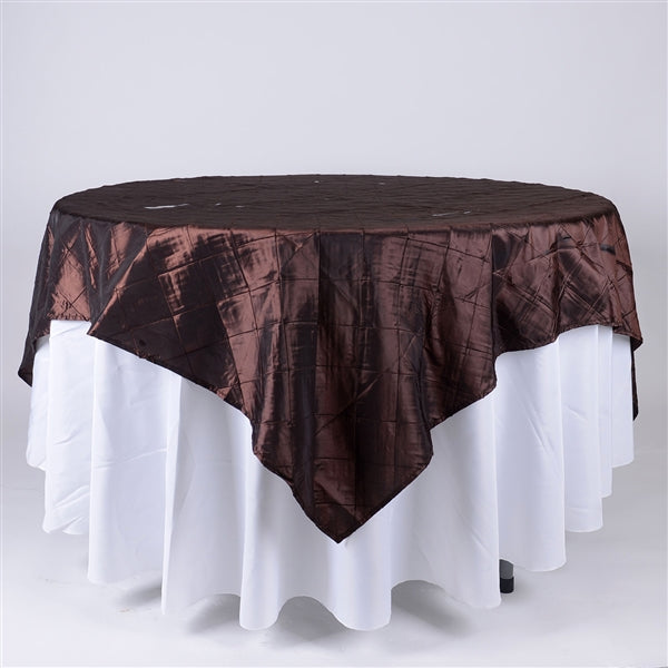 Chocolate Brown 85 inch x 85 inch Pintuck Satin Overlay – Your Wedding Linen