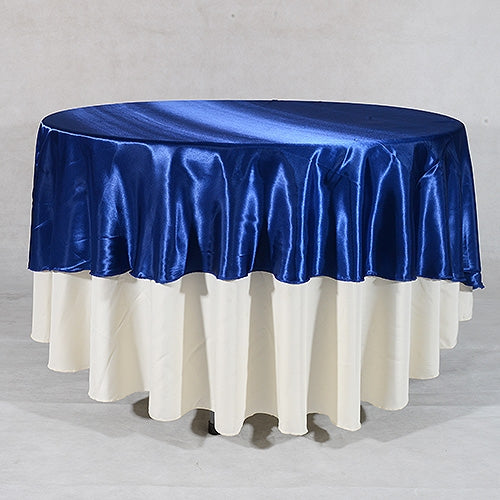 NAVY Blue 90 Inch ROUND SATIN Tablecloths