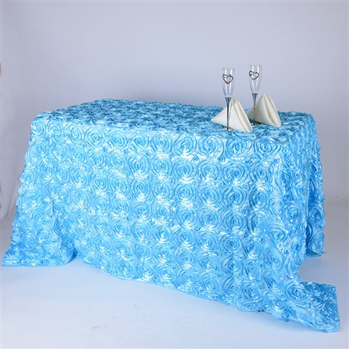 Light Blue 90 Inch x 132 Inch ROSETTE Tablecloths