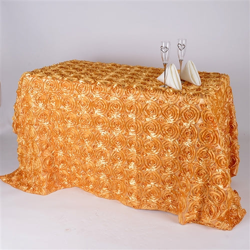 GOLD 90 Inch x 132 Inch ROSETTE Tablecloths