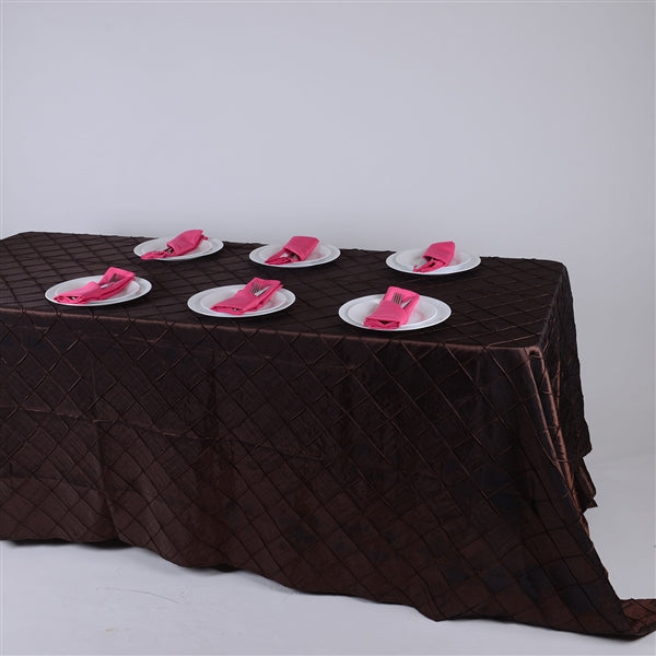CHOCOLATE BROWN 90 inch x 132 inch PINTUCK Tablecloth