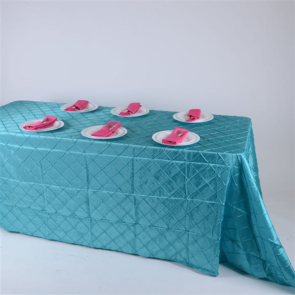 TURQUOISE 90 inch x 132 inch PINTUCK Tablecloth