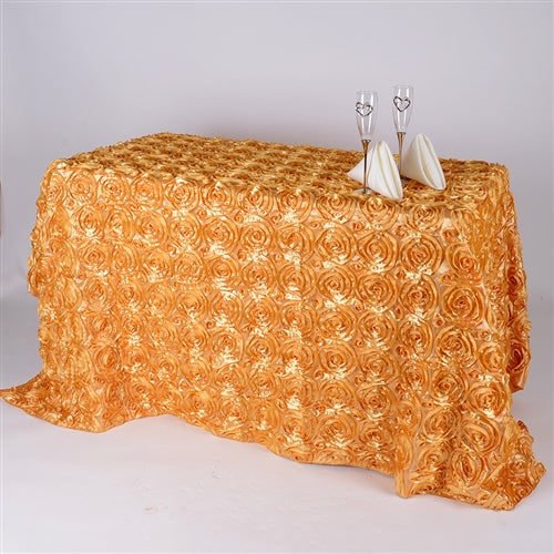 GOLD 90 Inch x 156  Inch ROSETTE Tablecloths