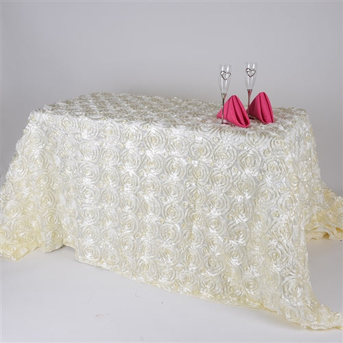 IVORY 90 Inch x 156  Inch ROSETTE Tablecloths