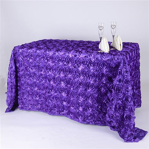 PURPLE 90 Inch x 156  Inch ROSETTE Tablecloths