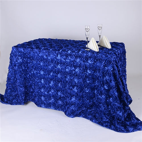 ROYAL BLUE 90 Inch x 156  Inch ROSETTE Tablecloths
