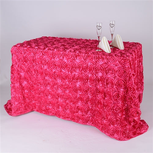 FUCHSIA 90 Inch x 156  Inch ROSETTE Tablecloths