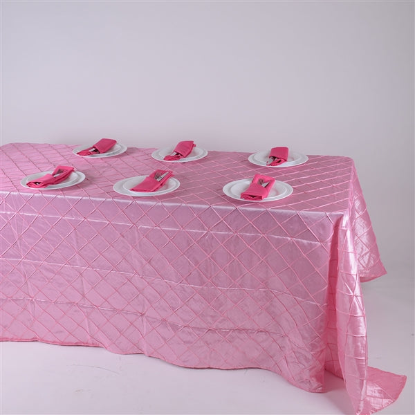 Pink 90 inch x 156 inch PINTUCK Tablecloth