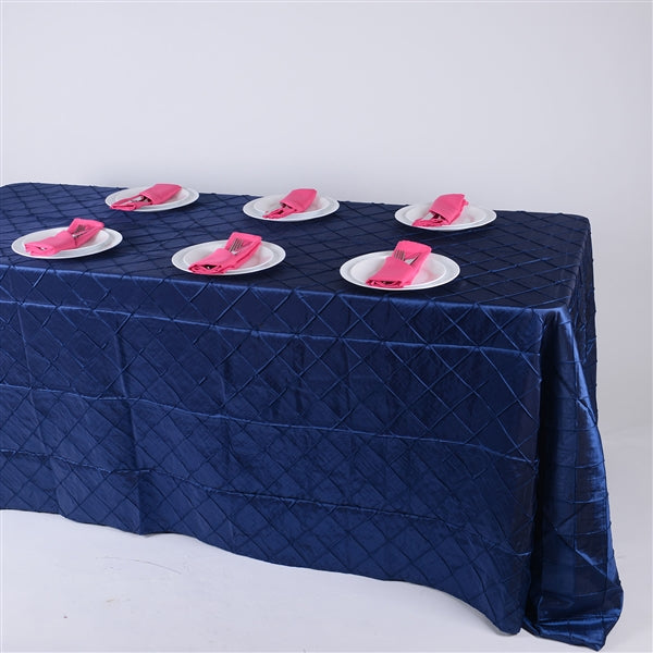 NAVY 90 inch x 156 inch PINTUCK Tablecloth